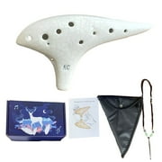 AFQH 12-Hole Ceramic Ocarina Instrument with Song Book and Carry Bag - Perfect Gift